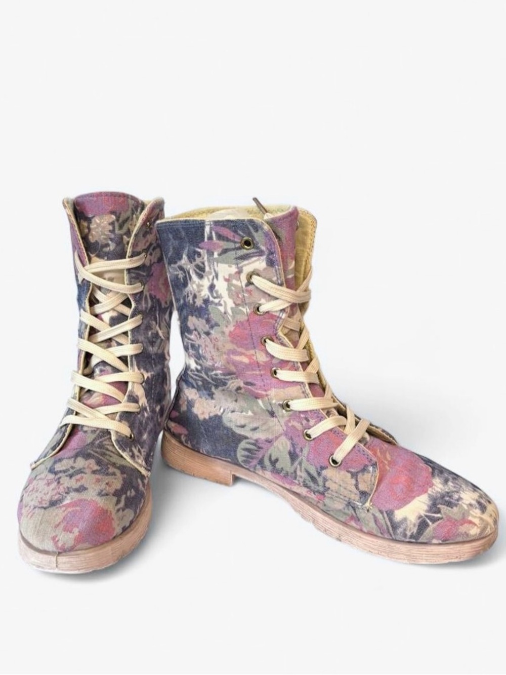 RUE21 Floral Tapestry Lace-Up Combat Boots M 7/8
